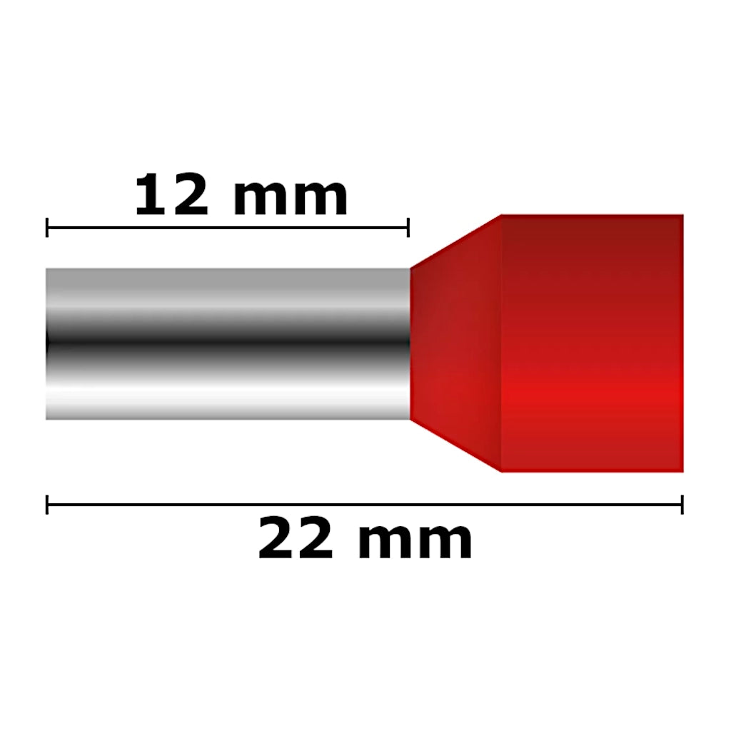 1 Stück Kopp Aderendhülse 10mm² rot (354414094) Seitenansicht liegend mit Abmessungen