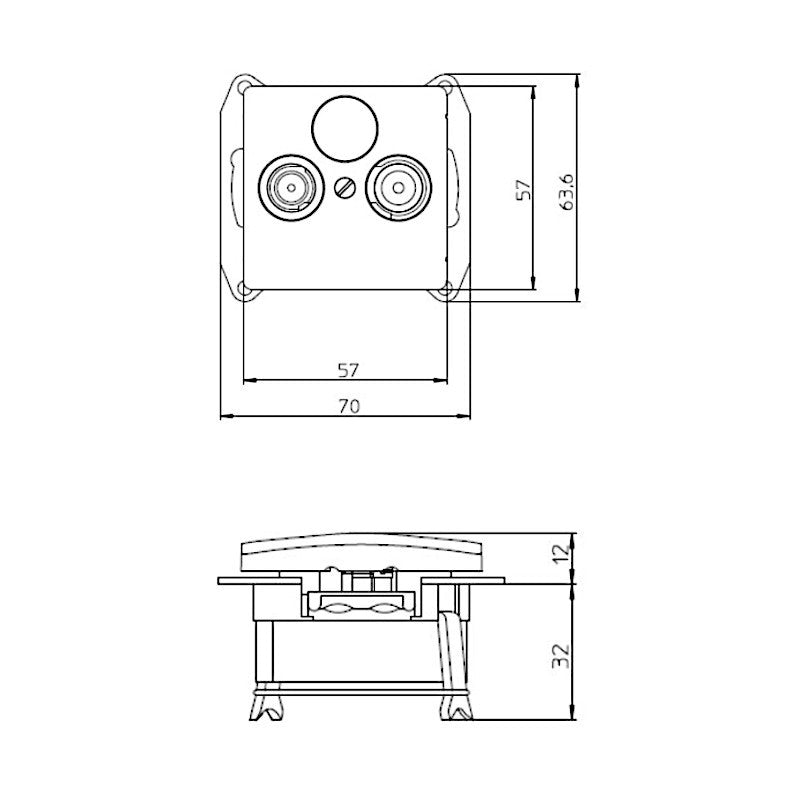 Kopp Paris silber Antennendose TV/RF (921320081) Abmessungen