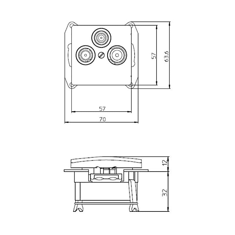 Kopp Paris silber Antennendose SAT/TV/RF (921420084) Abmessungen