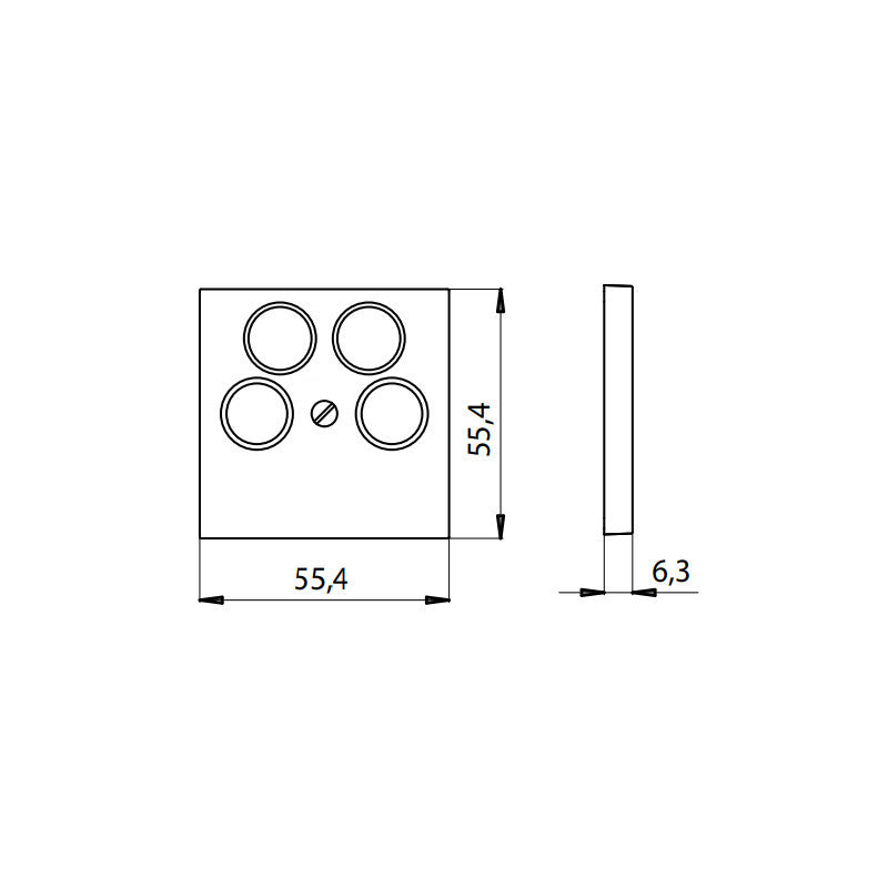 Kopp Athenis reinweiß Abdeckung Antennendose 2xSAT/TV/RF Abmessungen