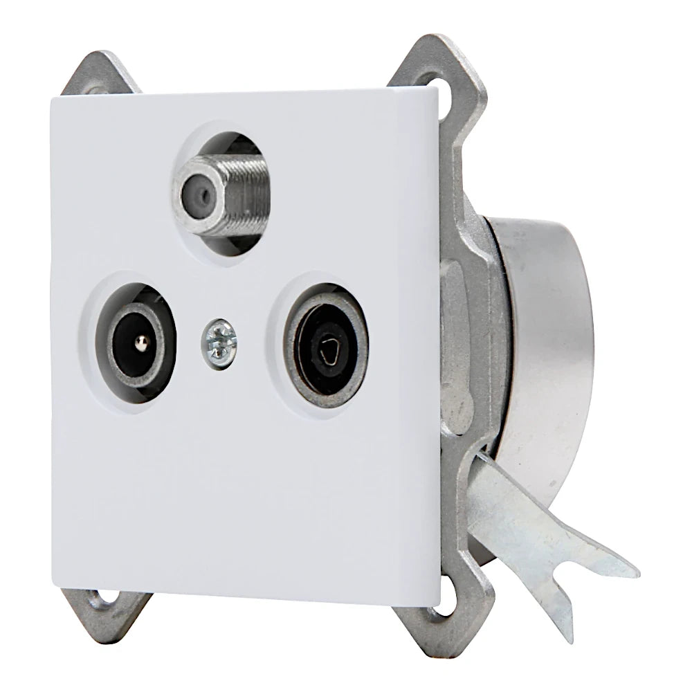 Kopp Athenis grau matt Antennendose SAT/TV/RF Ansicht schräg