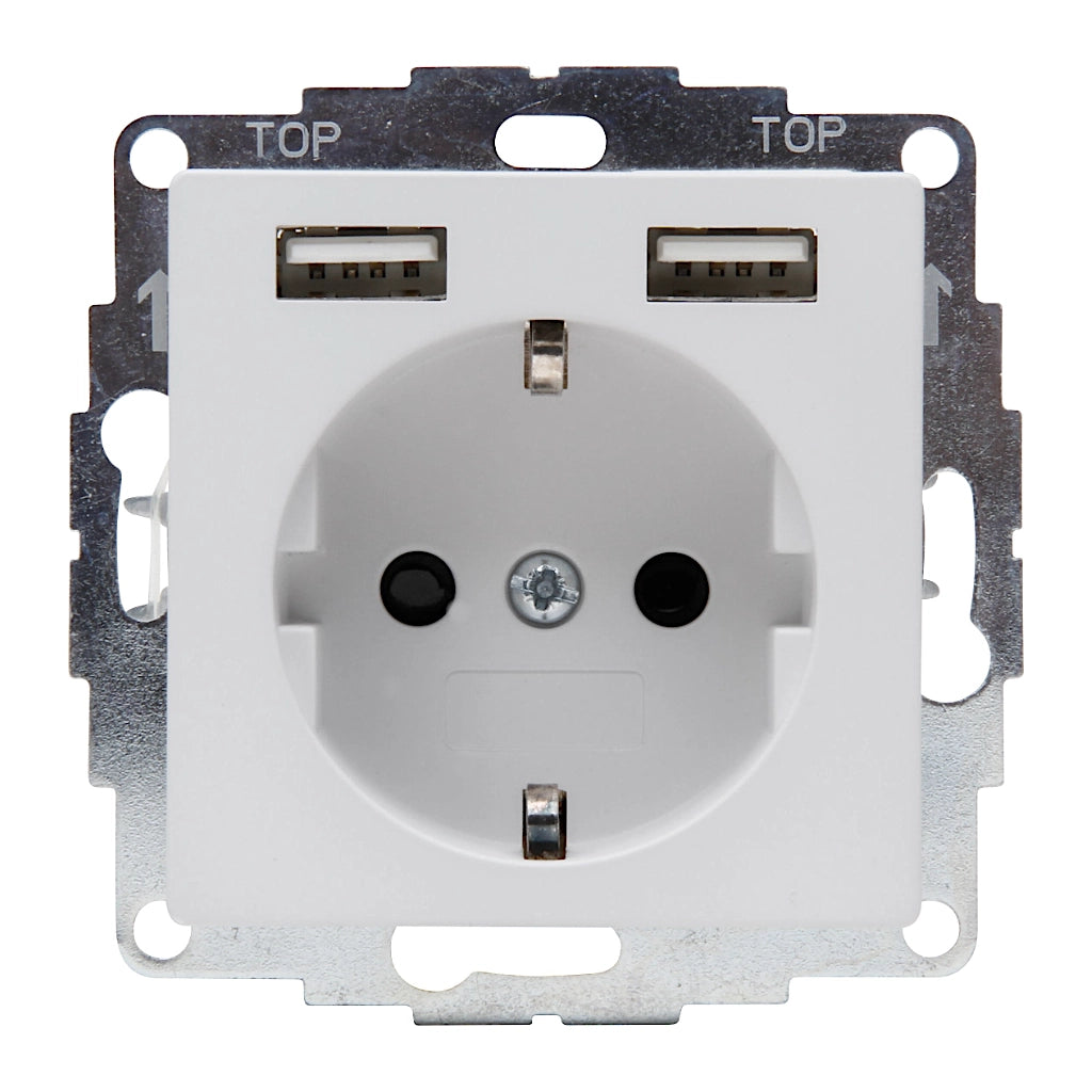 Kopp Athenis grau matt Steckdose mit Berührungsschutz + 2x USB (296234082) Vorderansicht