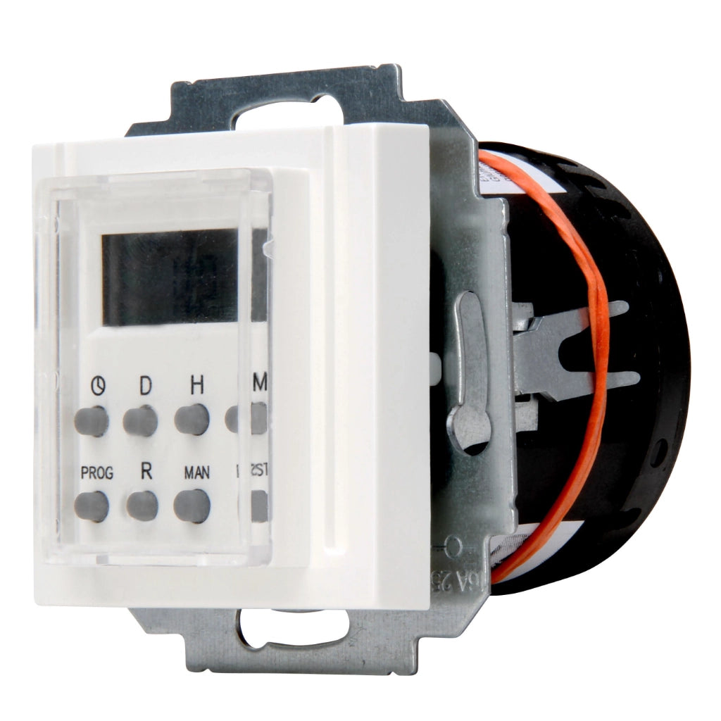 Kopp Athenis / HK07 reinweiß elektronische Zeit-Schaltuhr (290229008) Ansicht schräg von rechts