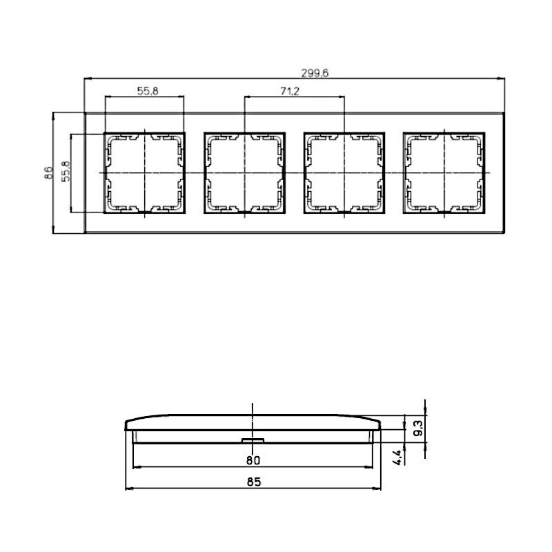 Kopp Athenis anthrazit Rahmen 4-fach (402815062) Abmessungen