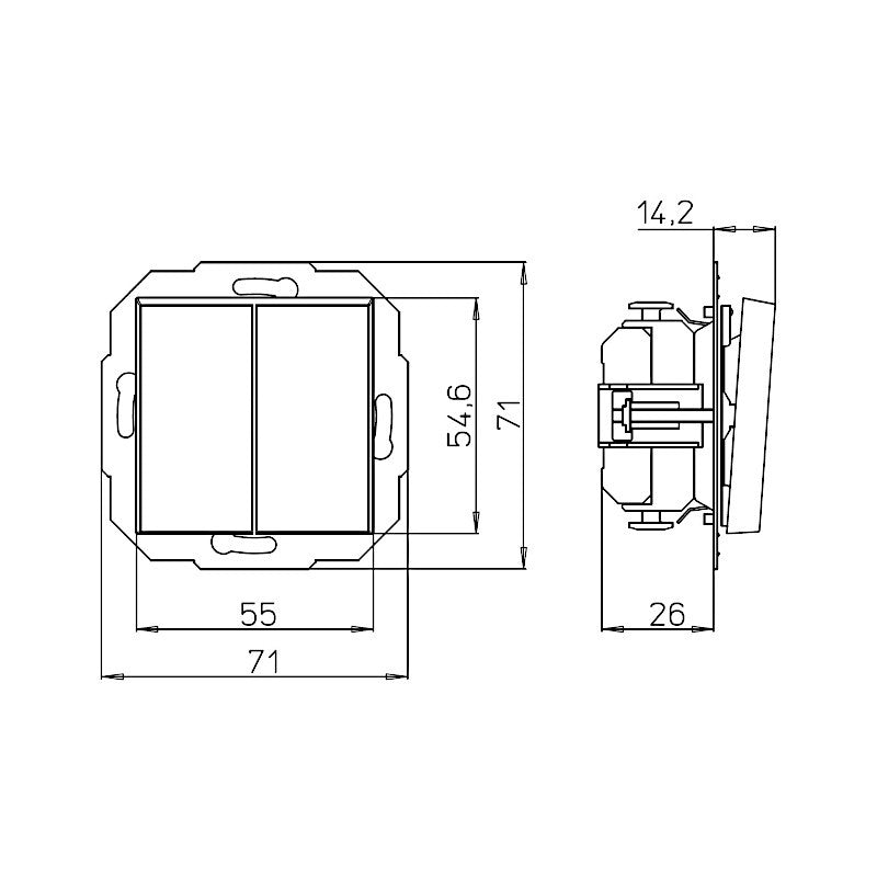 Kopp Athenis stahl Wechsel-Wechselschalter (587347088) Abmessungen