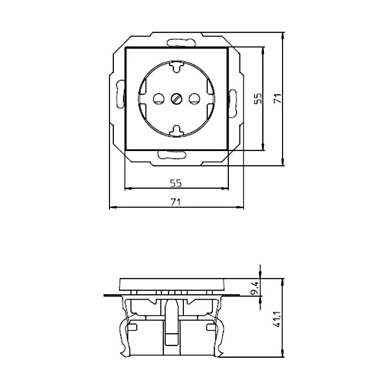 Kopp Athenis arktisweiß matt Steckdose mit Berührungsschutz Abmessungen