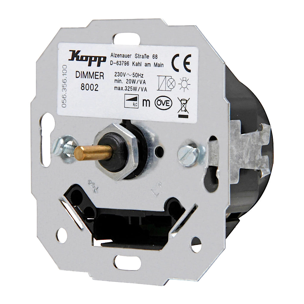 Kopp Malta Dimmer Sockel 8002 ohne Abdeckung Ansicht schräg