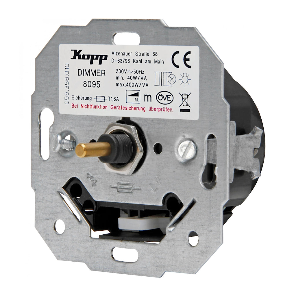 Kopp Malta Dimmer Sockel 8095 ohne Abdeckung Ansicht schräg