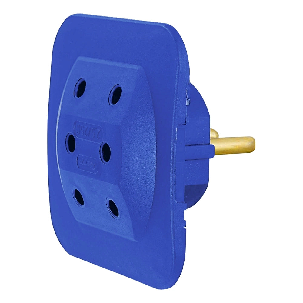 Kopp 3-fach Euroadapter blau (174900003) Ansicht rechte Seite schräg von vorn