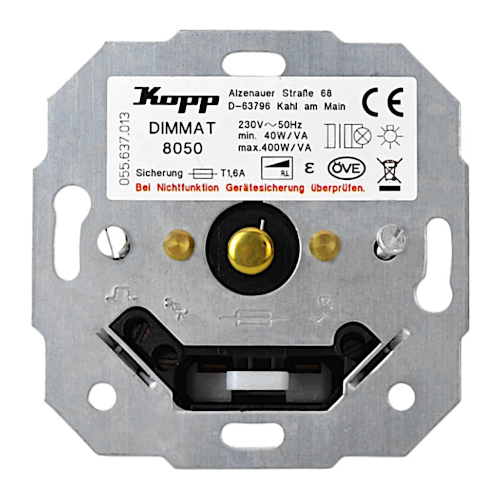 Kopp Europa arktisweiß Sensor Dimmer Dimmat (805002010) Vorderansicht ohne Abdeckung