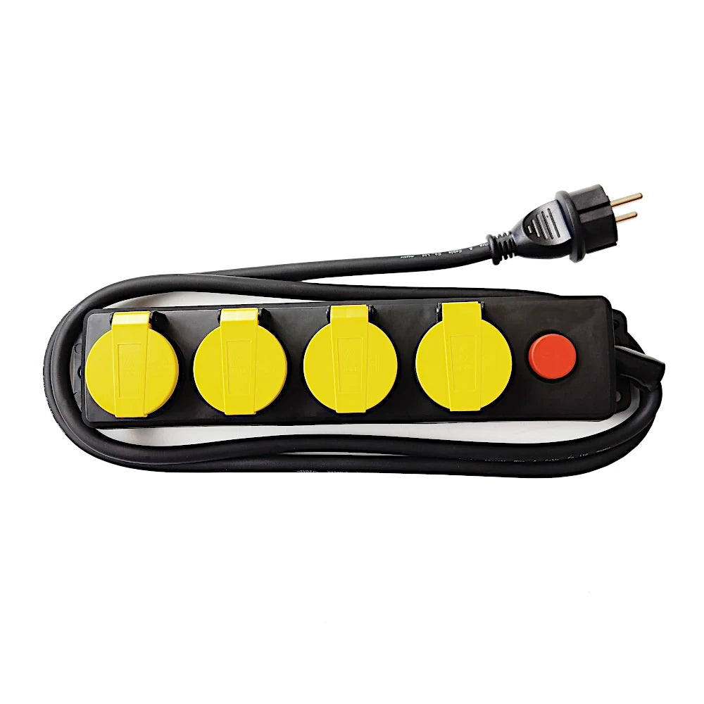 Kopp Feuchtraum Steckdosenleiste 4-fach mit Schalter schwarz Ansicht von oben