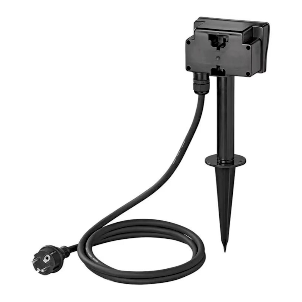 Kopp Gartensteckdose mit Erdspieß 2-fach 1,5m schwarz (145340041) Rückansicht