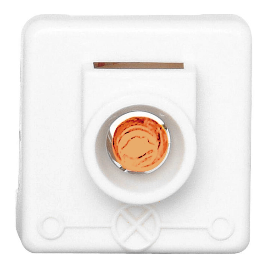 Kopp Glimmlampe zur Beleuchtung von Schaltersockeln (weiß) Vorderansicht mit eingeschalteter Lampe