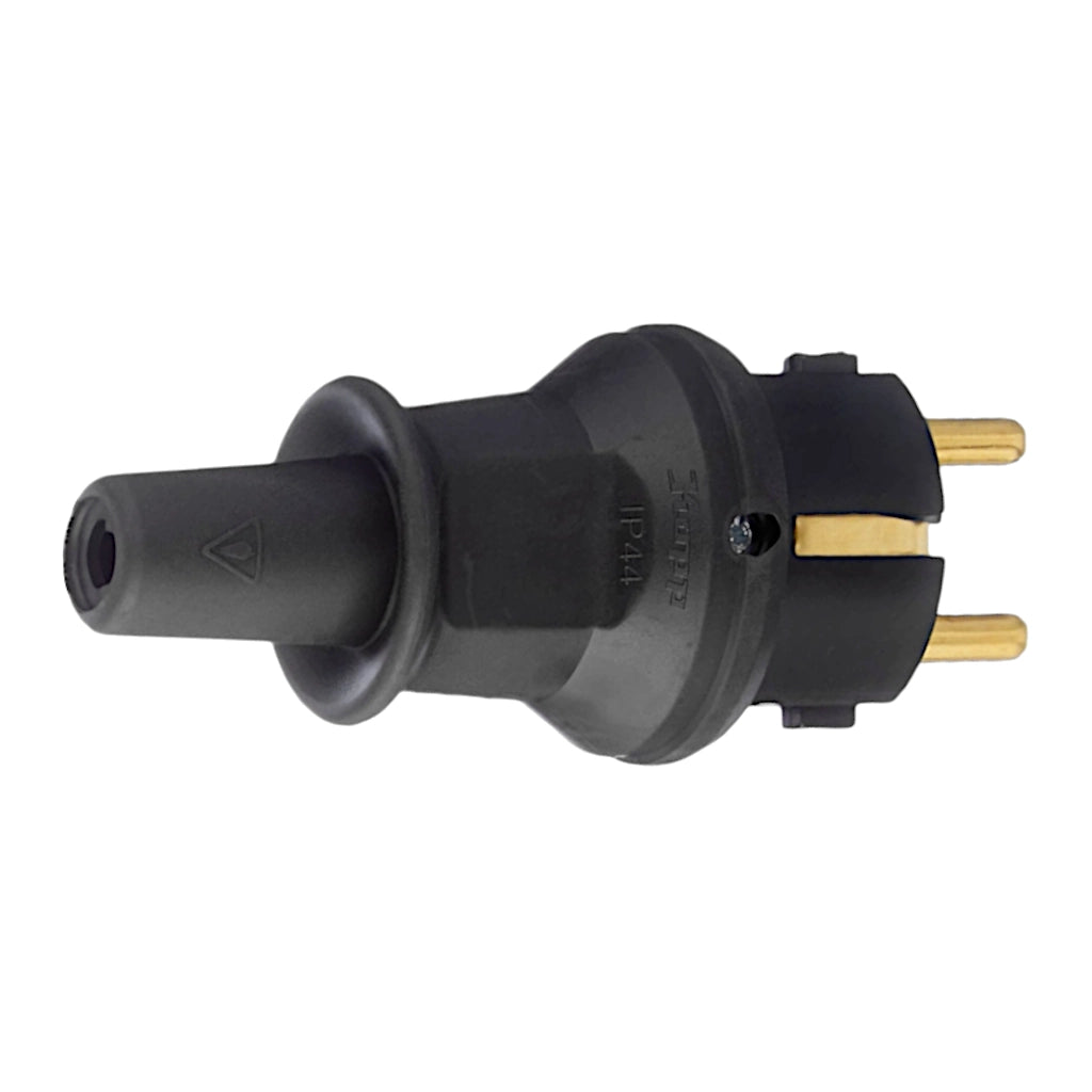 Kopp Gummistecker schwarz IP44 (173016008) Seitenansicht schräg von hinten