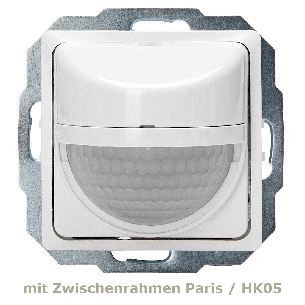 Kopp LED Bewegungsmelder Paris HK05 arktisweiß Ansicht von vorn mit Zwischenrahmen