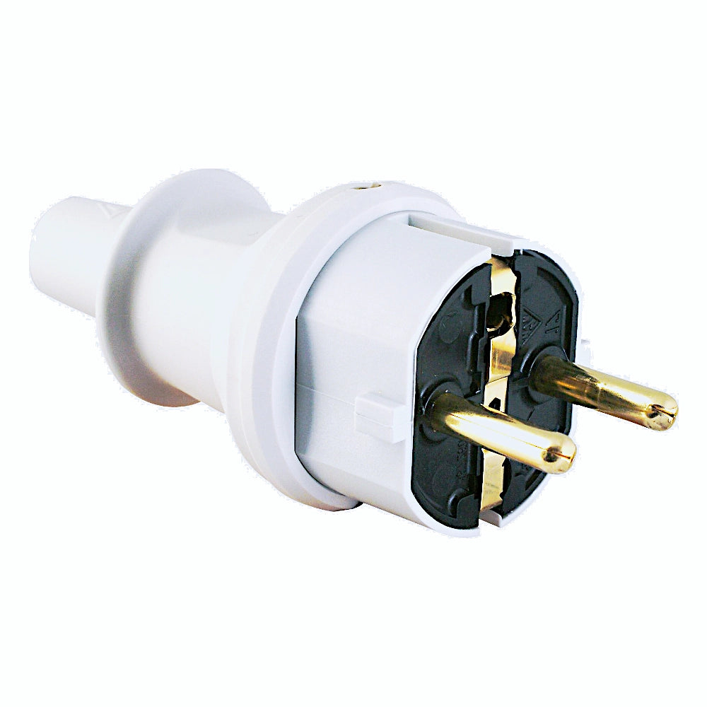 Kopp Kunststoff Stecker arktisweiß IP44 (173002007) Ansicht schräg von vorn