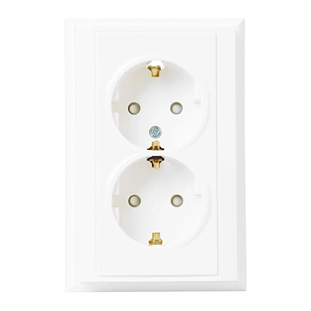 Kopp Malta arktisweiß Steckdose mit Berührungsschutz 2-fach (927602084) Vorderansicht