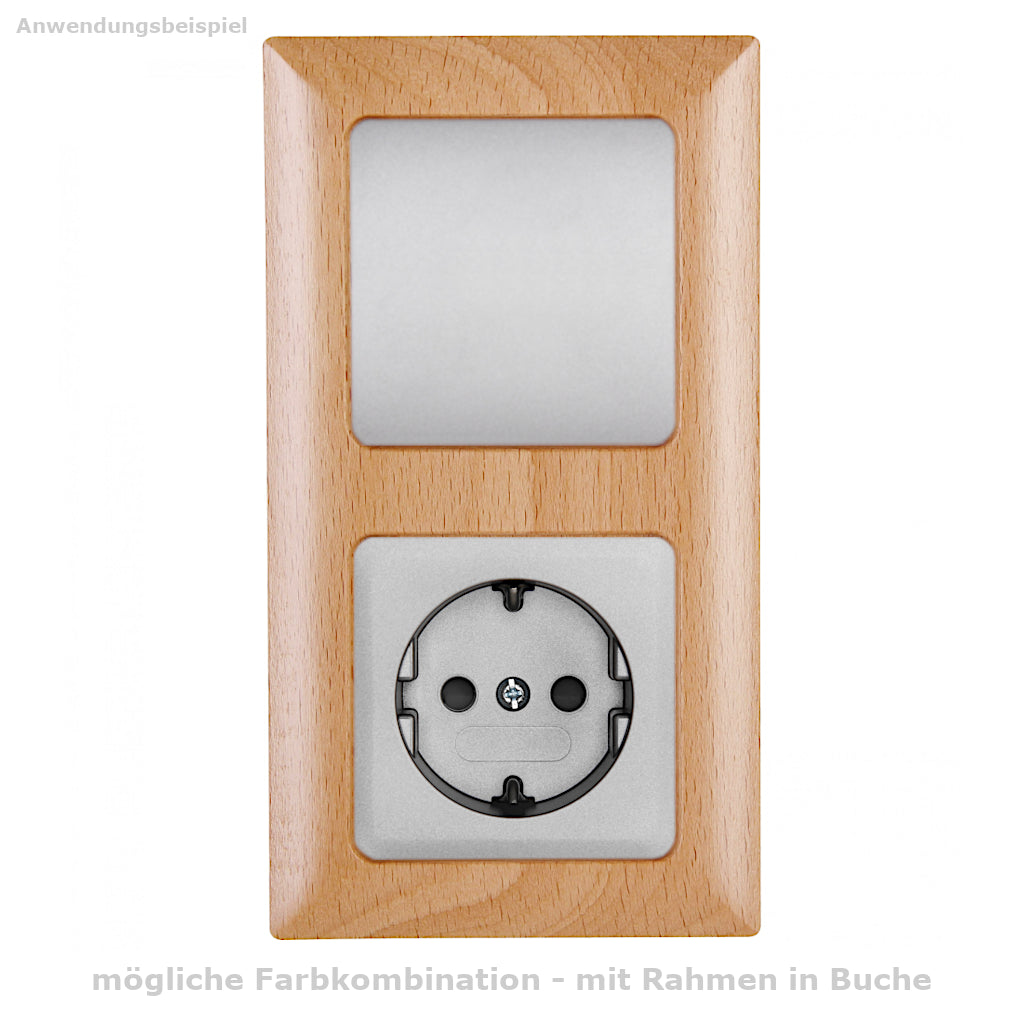 Kopp Milano stahl Kombination Lichtschalter und Steckdose mit Rahmen in Buche