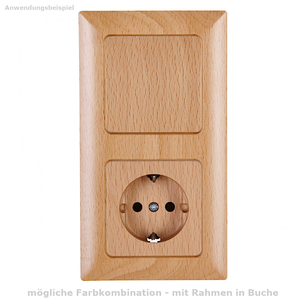 Kopp Milano Buche Kombination Lichtschalter und Steckdose mit Rahmen in Buche