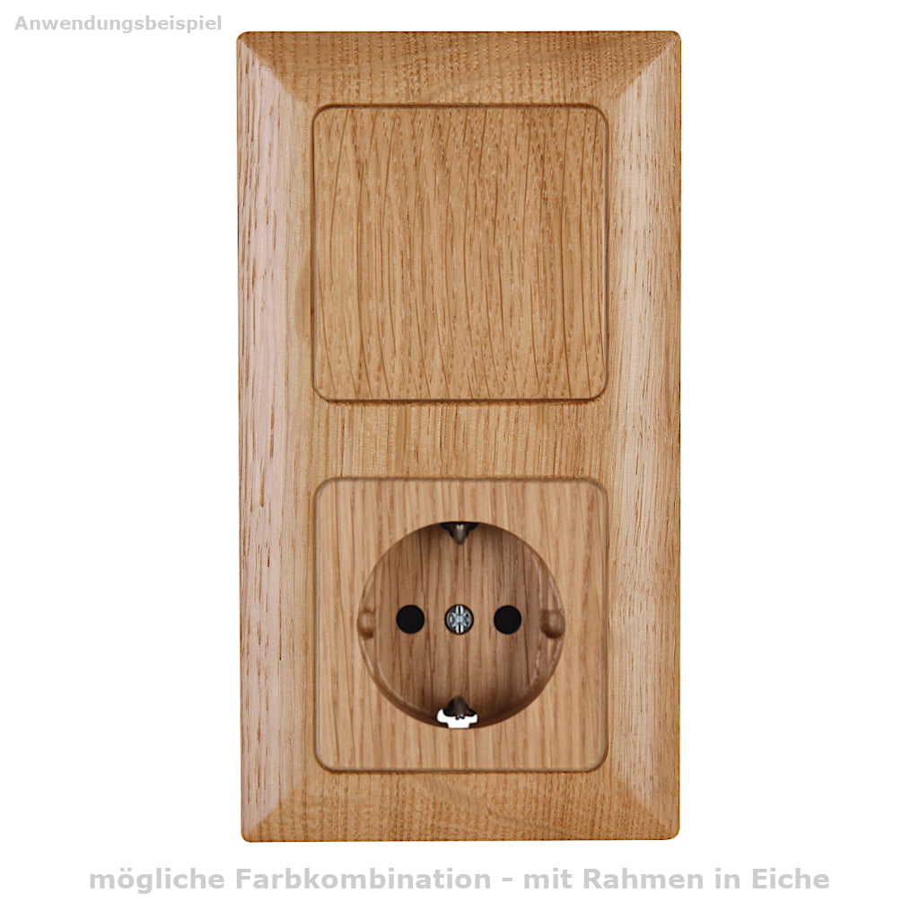 Kopp Milano Eiche Kombination Lichtschalter und Steckdose mit Rahmen in Eiche