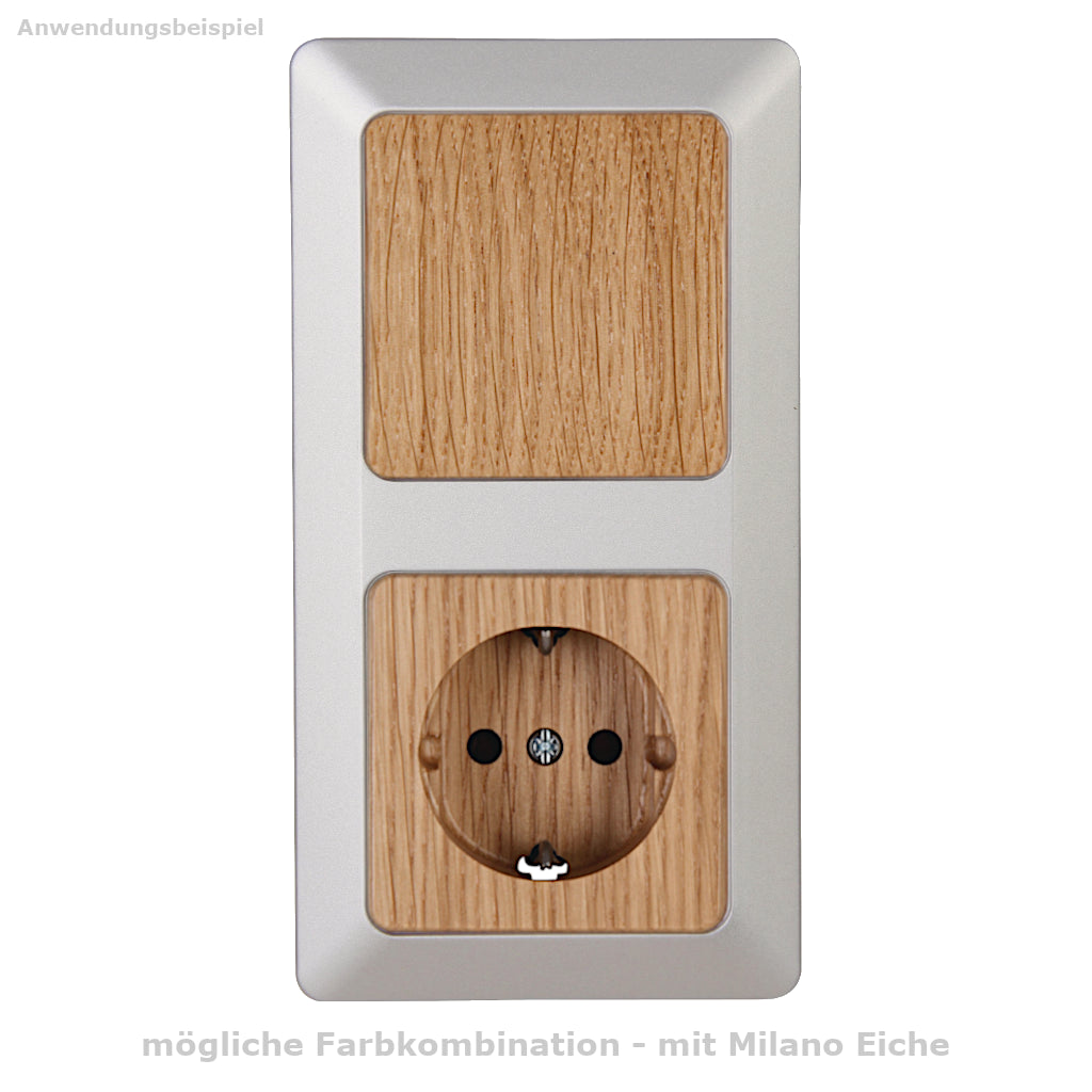 Kopp Milano stahl Abdeckrahmen mit Lichtschalter und Steckdose in Eiche