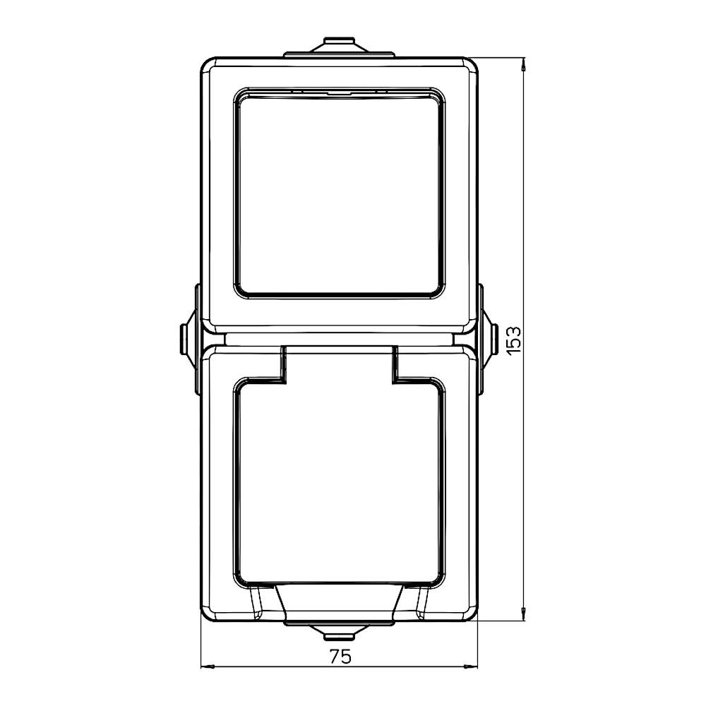 Kopp Nautic arktisweiß Aus-Wechselschalter + Steckdose senkrecht (138502009) technische Zeichnung mit Abmessungen