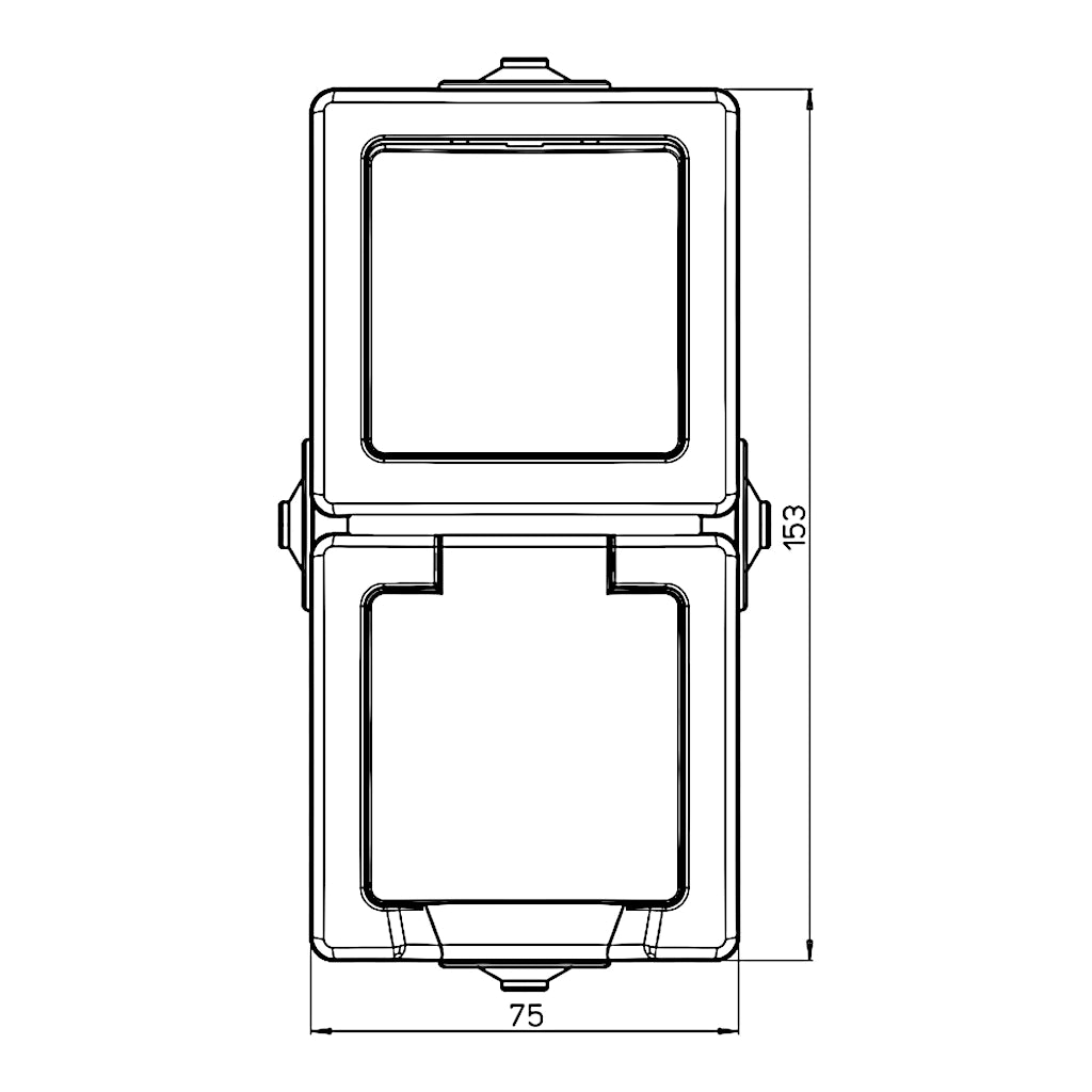 Kopp Nautic arktisweiß Aus-Wechselschalter + Steckdose senkrecht (138502009) technische Zeichnung mit Abmessungen