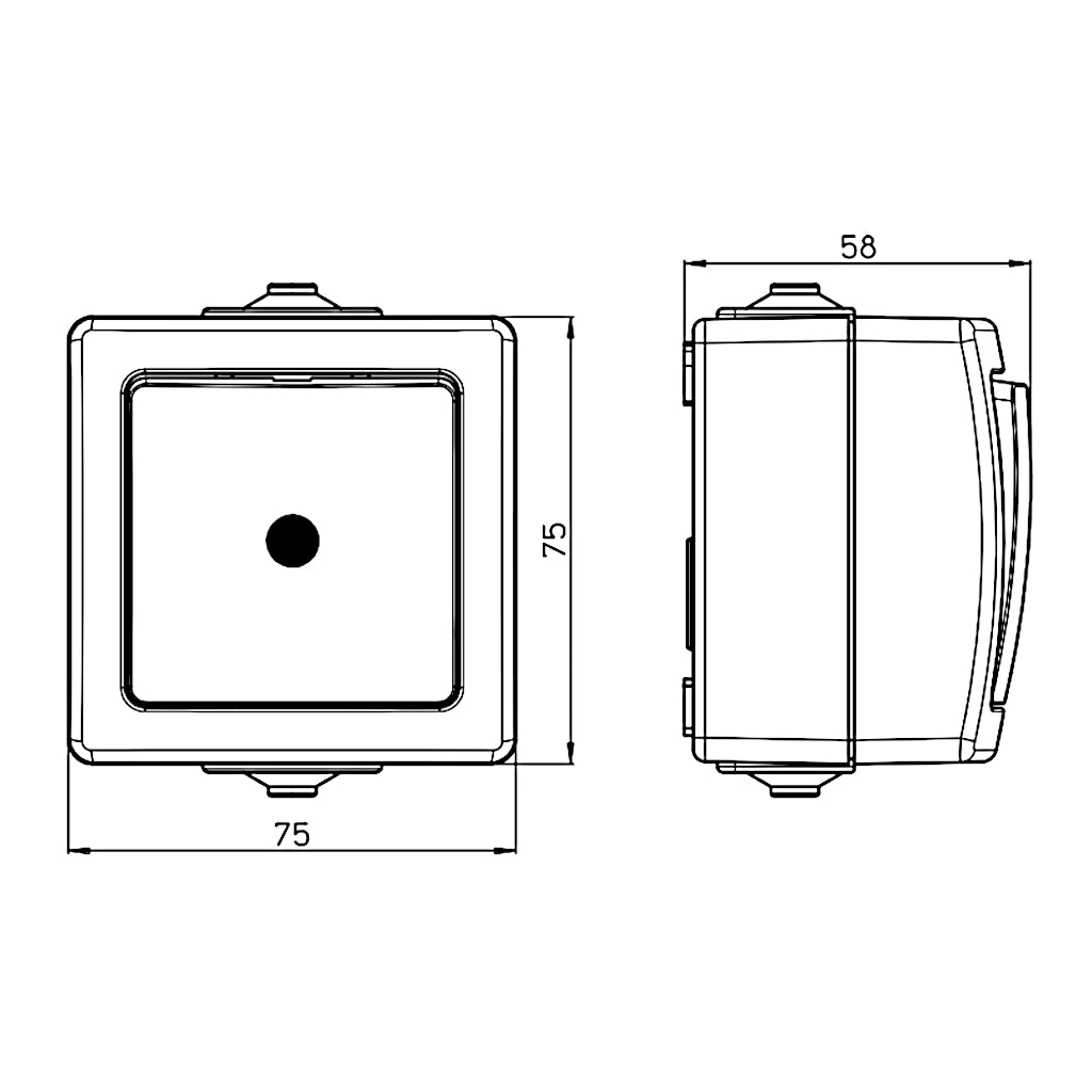 Kopp Nautic anthrazit Taster mit Linse (566315004) technische Zeichnung mit Abmessungen
