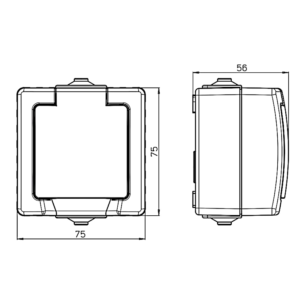 Kopp Nautic arktisweiß Steckdose mit Berührungsschutz (107802006) technische Zeichnung mit Abmessungen