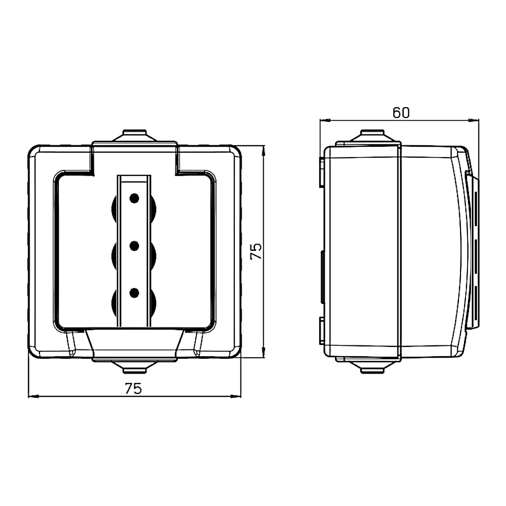 Kopp Nautic anthrazit Steckdose mit Berührungsschutz + Zahlenschloss (955015016) technische Zeichnung mit Abmessungen
