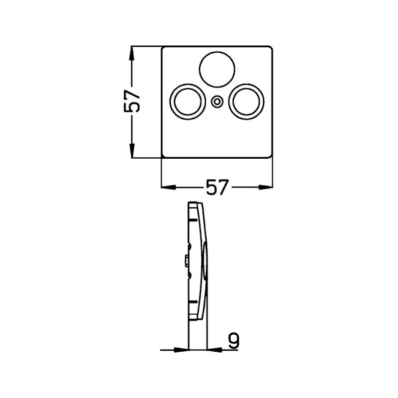 Kopp Paris silber Abdeckung Antennendose TV/RF (334920184) Abmessungen