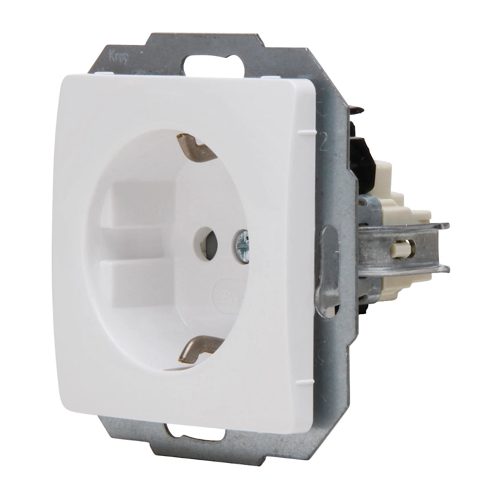 Kopp Paris arktisweiß Steckdose mit erhöhtem Berührungsschutz Ansicht schräg von vorn