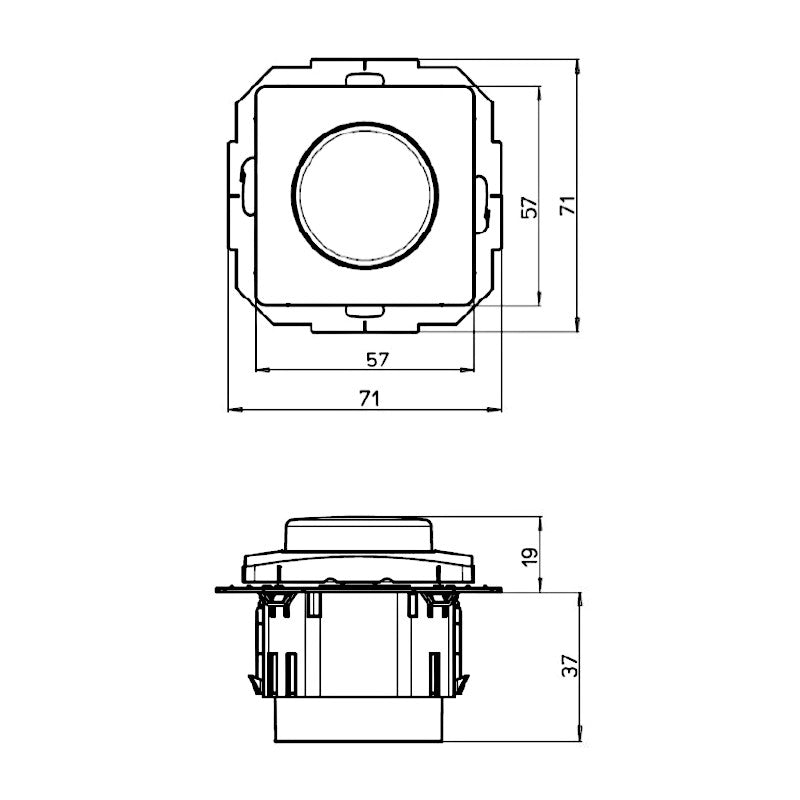 Kopp Paris arktisweiß Dimmer LED 3-35 Watt Abmessungen