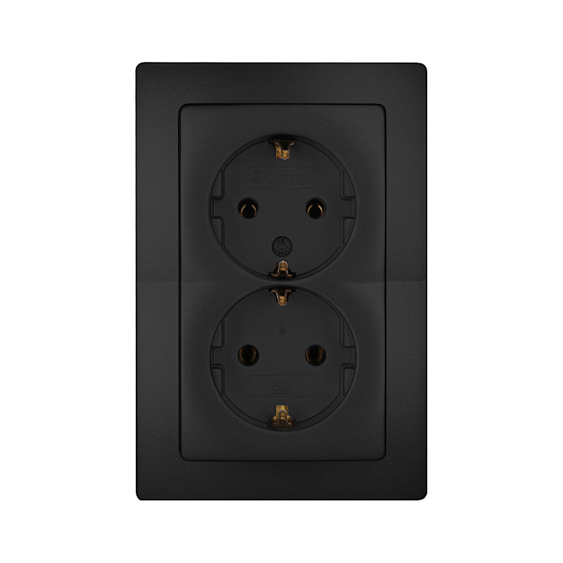 Kopp Paris mattschwarz Steckdose 2-fach ohne Berührungsschutz