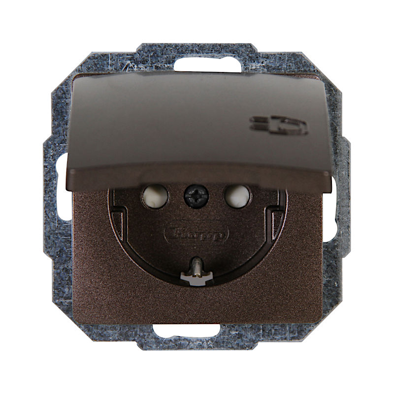 Kopp Paris palisander braun Steckdose mit Berührungsschutz + Deckel (920826067)