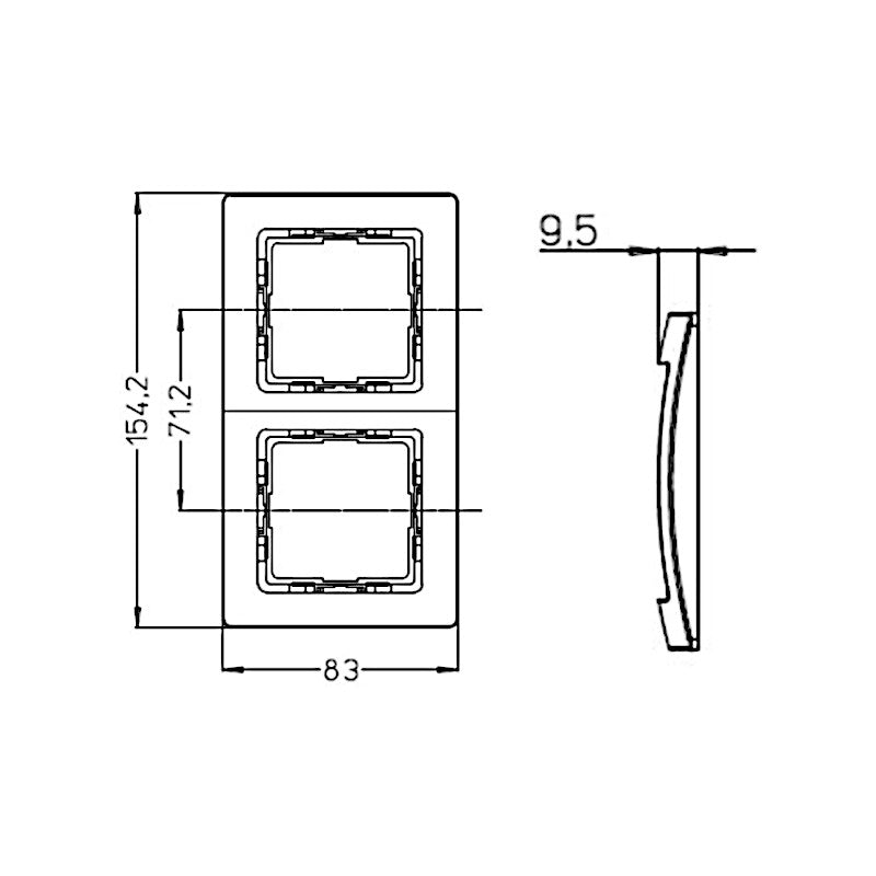 Kopp Paris cremeweiß Rahmen 2-fach (308501089) Abmessungen