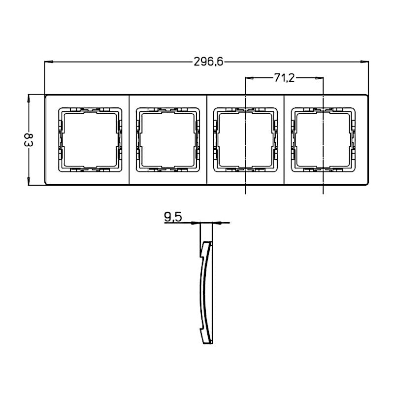 Kopp Paris arktisweiß Rahmen 4-fach Abmessungen