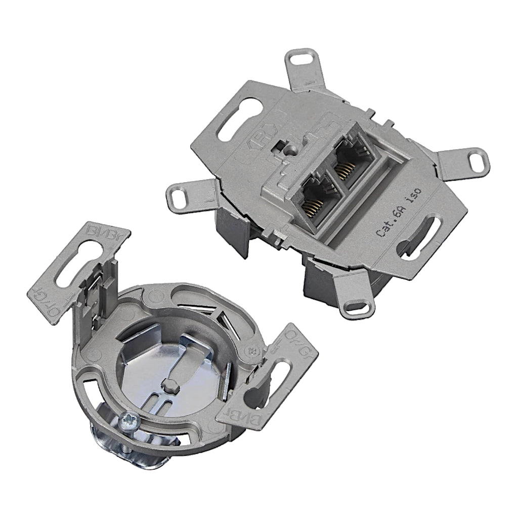 Kopp Netzwerkanschlussdose Cat.6a (920100183) Vorder- und Rückteil einzeln