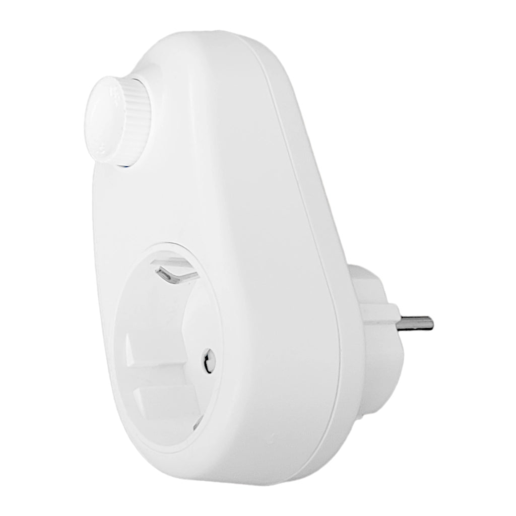 Kopp Steckdosenadapter mit LED Dimmer weiß (470172081) Ansicht schräg von vorn