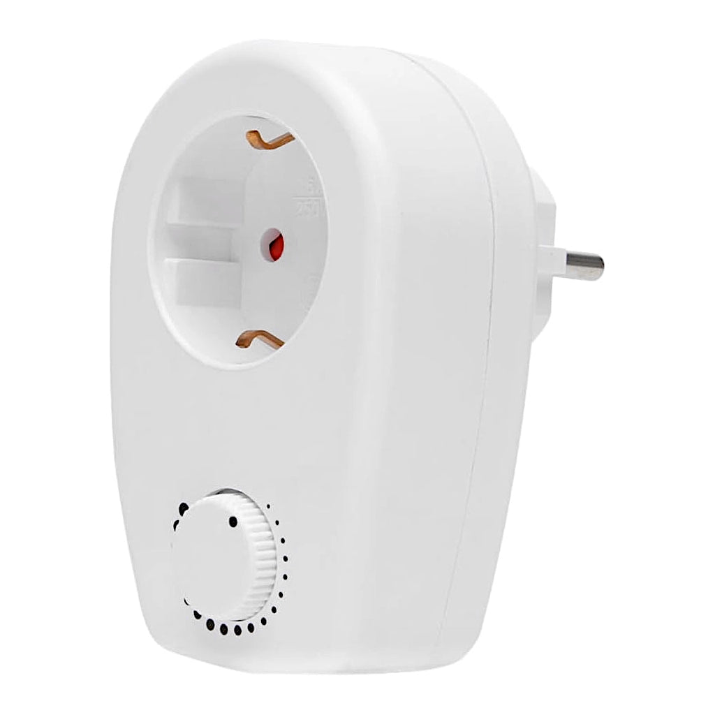 Kopp Steckdosenadapter mit Dimmer weiß (470122086) Ansicht schräg von der Seite