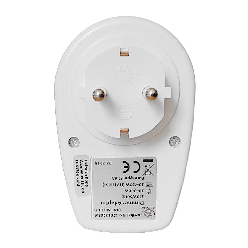 Kopp Steckdosenadapter mit Dimmer weiß (470122086) Rückansicht