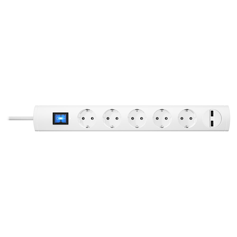 Kopp UNOversal plus Steckdosenleiste 5-fach + 2x USB 1,4m weiss (233602000)