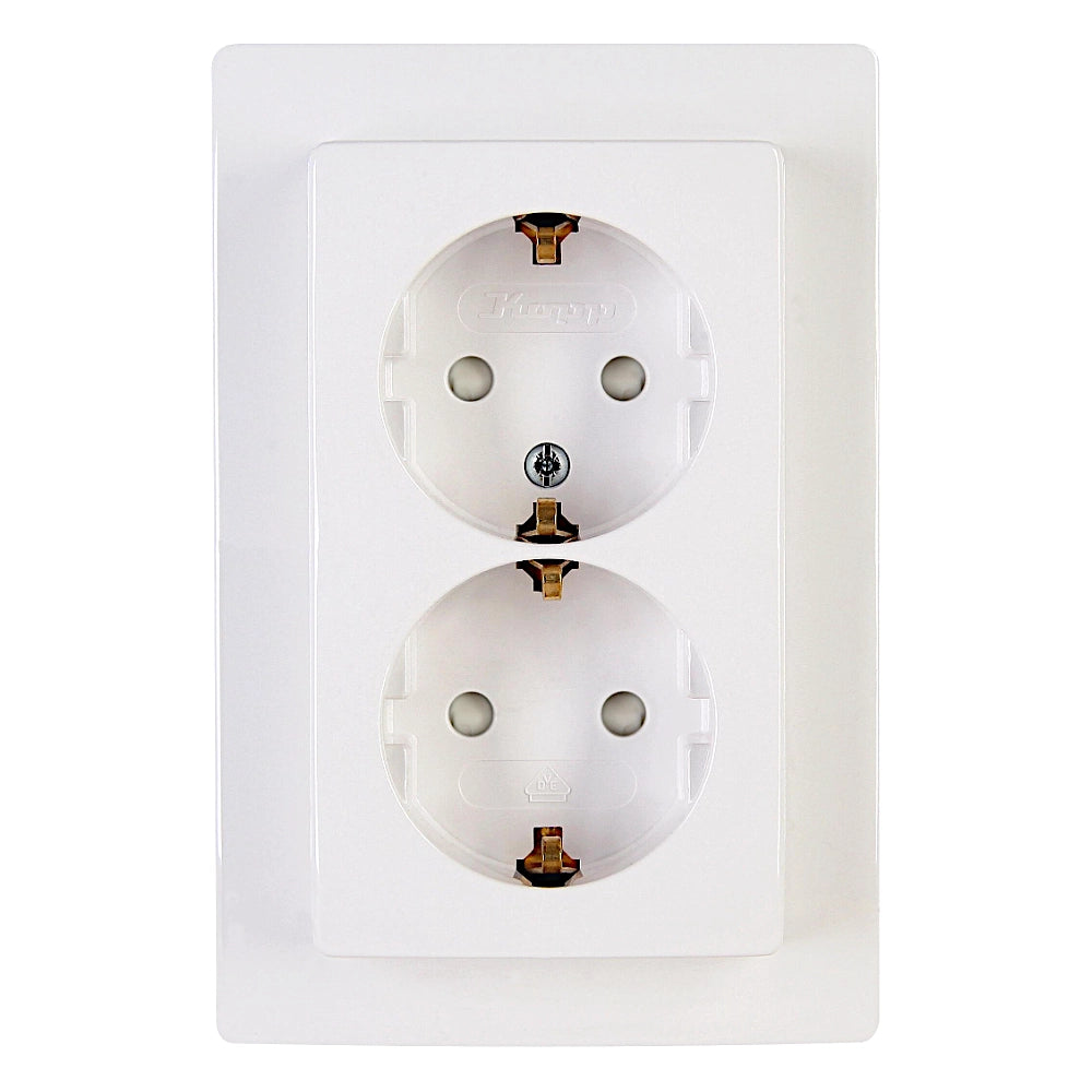 Kopp Venedig reinweiß Steckdose mit Berührungsschutz 2-fach (920929087) Vorderseite