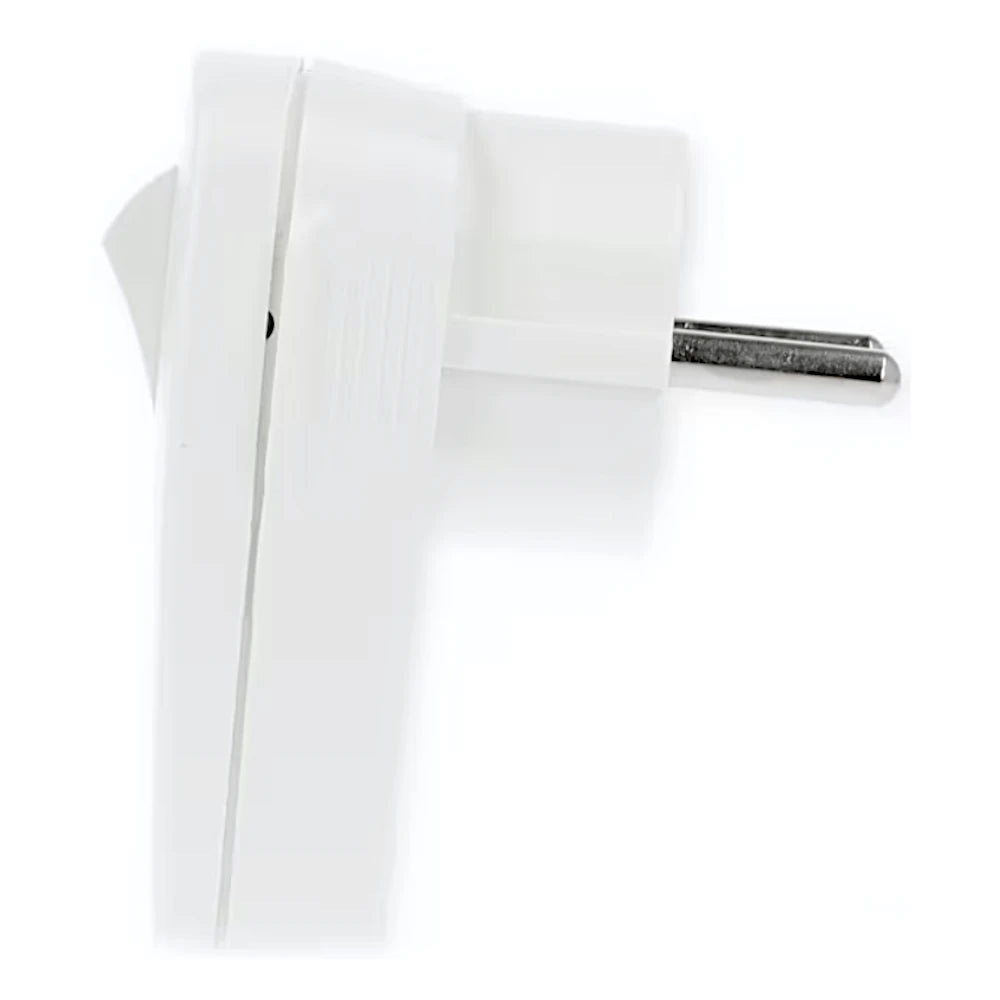 Kopp Winkelstecker mit Schalter weiß Seitenansicht