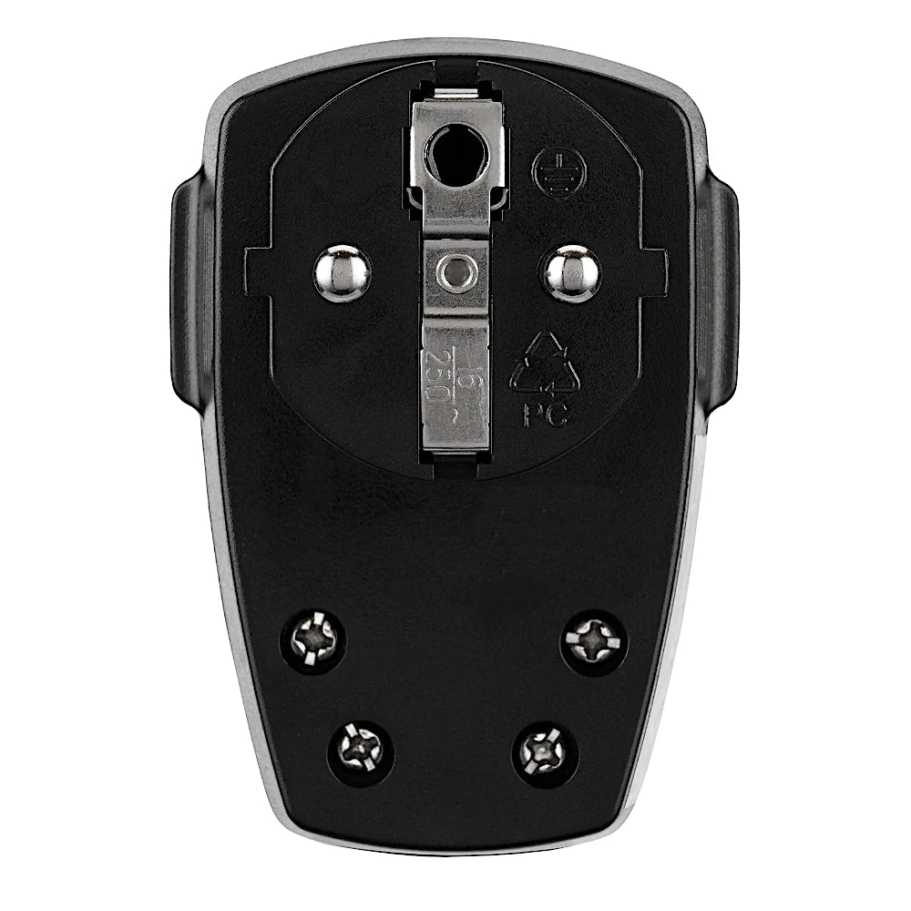 Kopp Winkelstecker mit Schalter schwarz Rückansicht