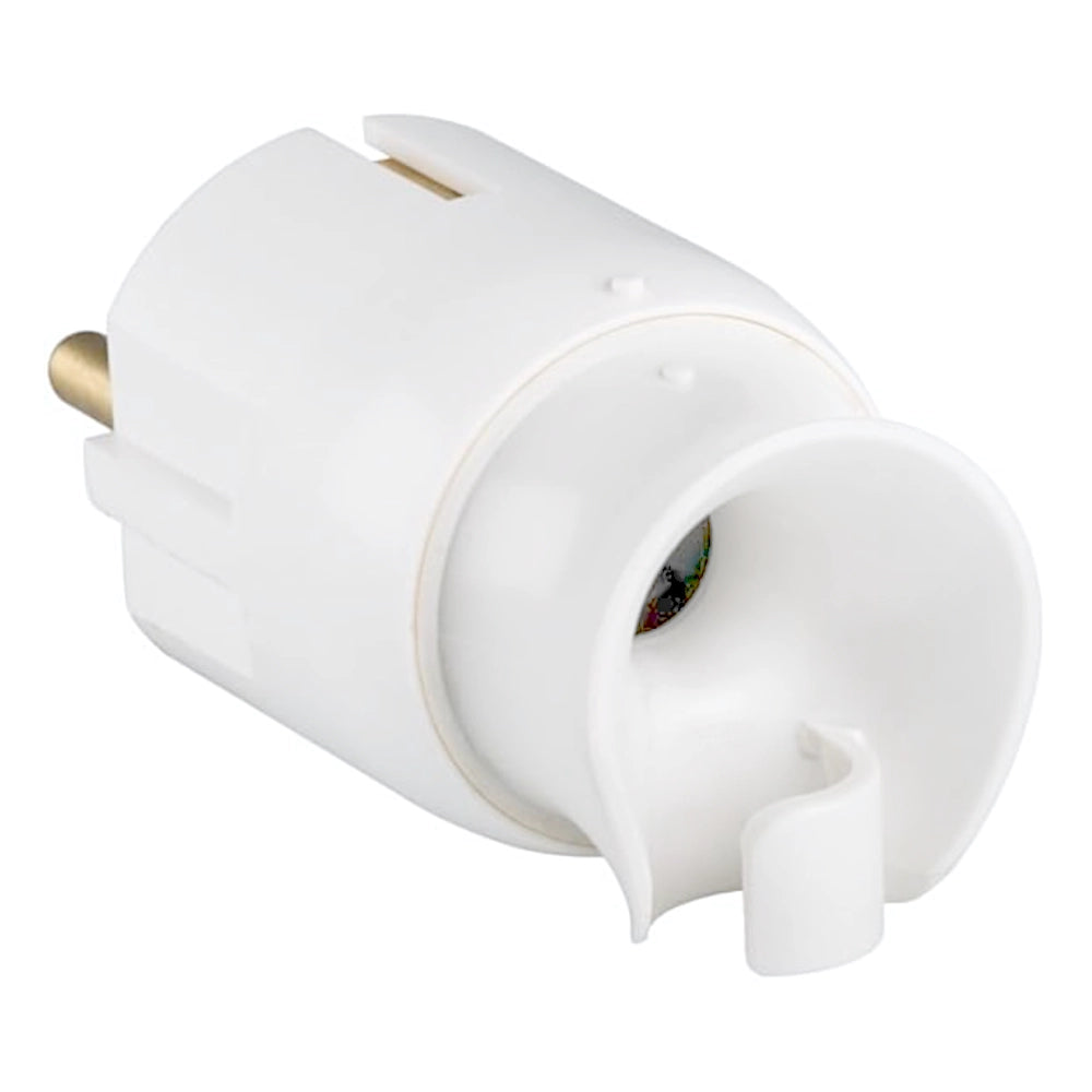 Legrand Stecker 360° drehbar weiß Ansicht schräg von hinten links