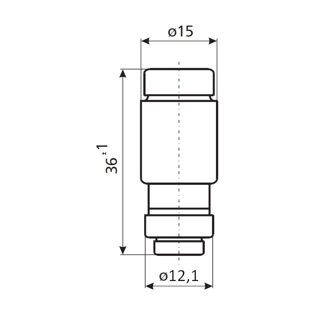 NEOZED Sicherungen 25A D02 E18 gelb technische Zeichnung mit Abmessungen