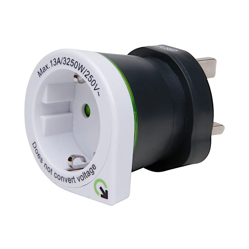 q2 Power Reiseadapter Europa nach UK Ansicht schräg von vorn
