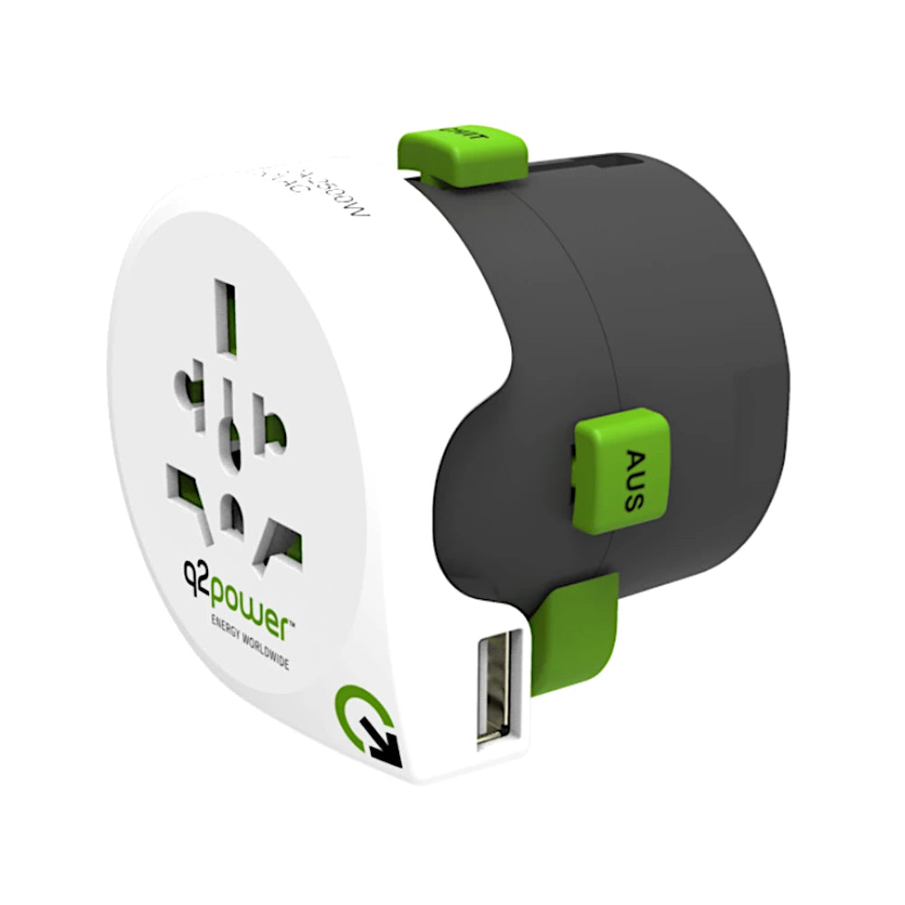 q2 Power Reiseadapter Welt nach Welt + USB (2.100110)