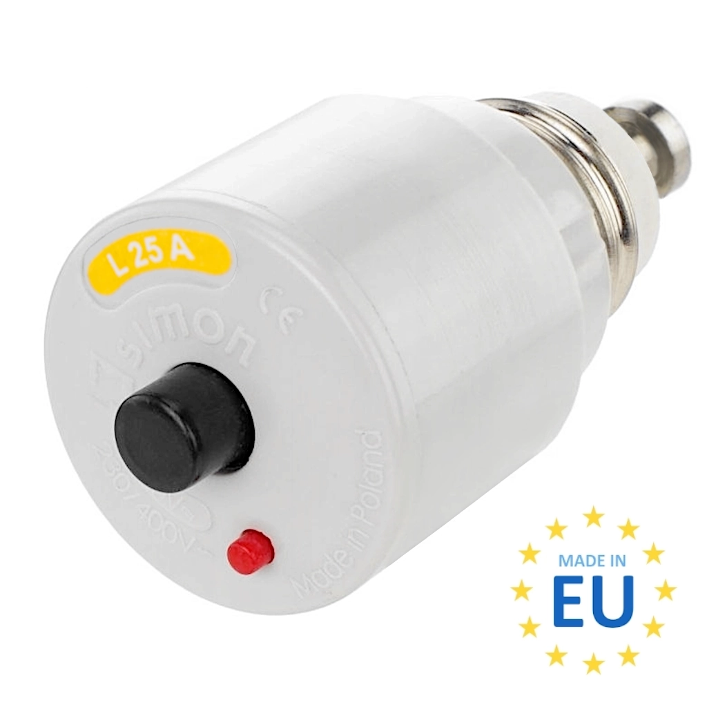 Schraubautomat E27 25A Ansicht rechte Seite schräg von vorn